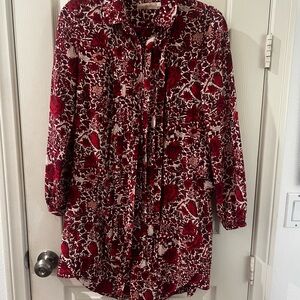 Tory Burch Red and Cream Floral Top